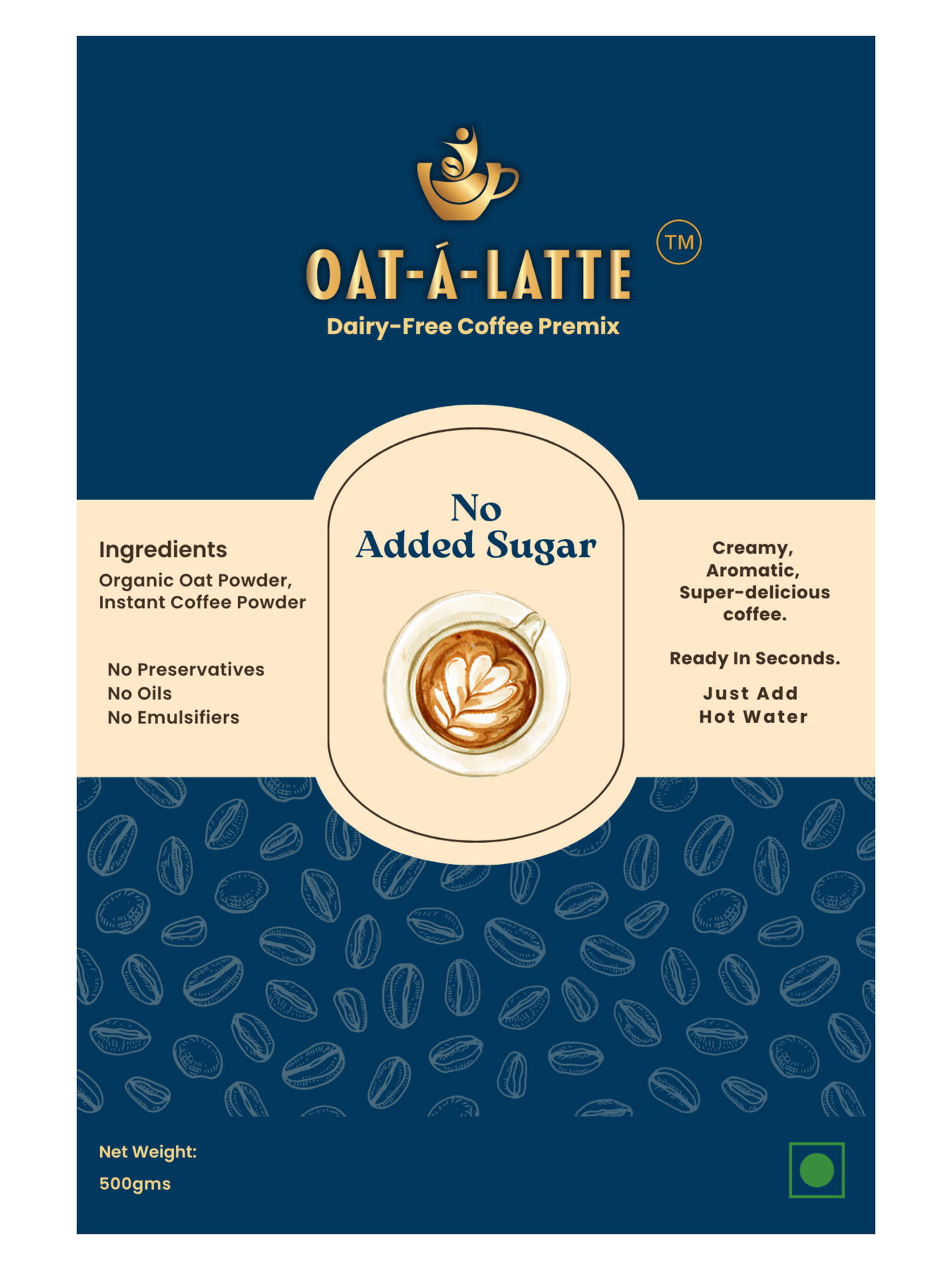 No Added Sugar Oat-á-Latte: Instant Coffee Premix (500 gms)